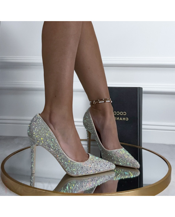 Zlaté trblietavé lodičky-314621-20