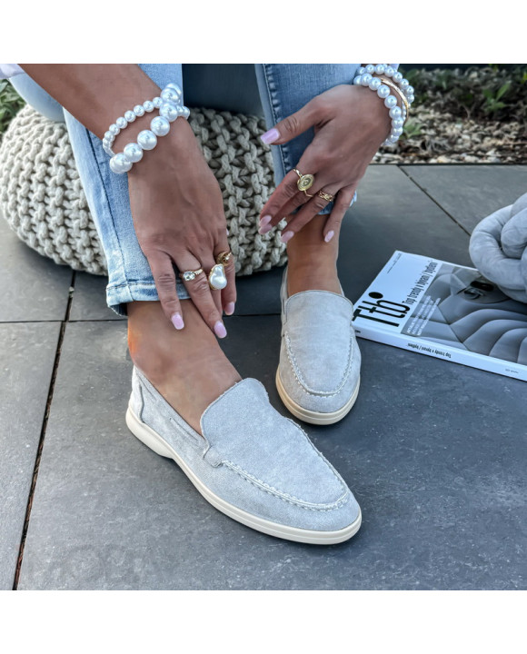 Sivé semišové mokasíny-327477-20