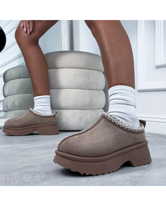 Tmavobéžová nasúvacia obuv-322757-20