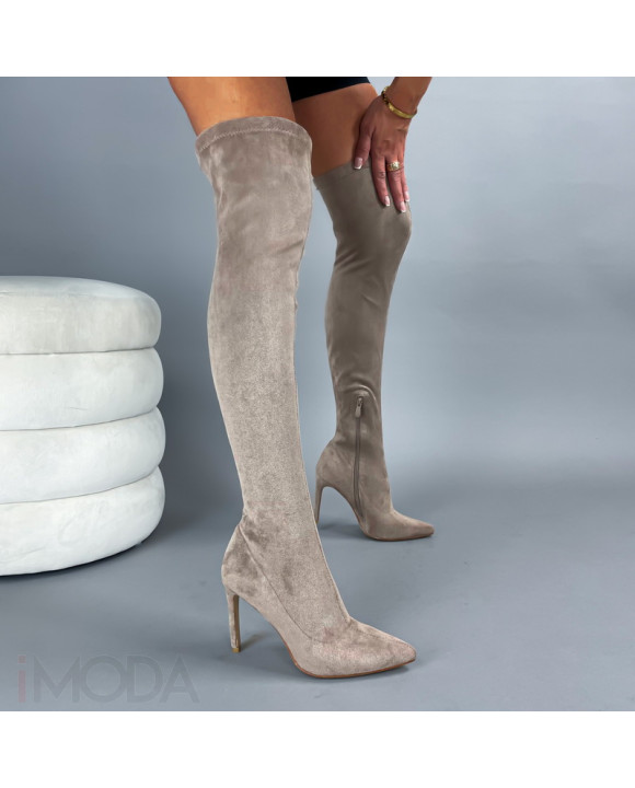 Sivohnedé vysoké čižmy-312649-20