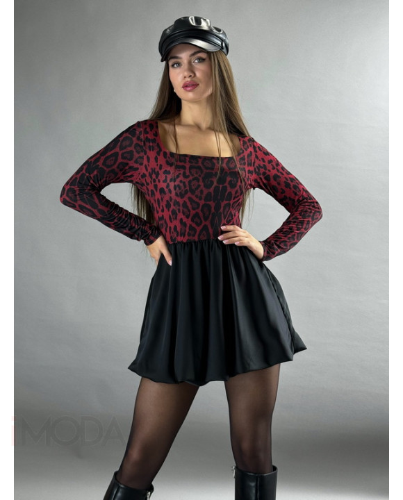 Bordové puffy šaty LEO-312933-20