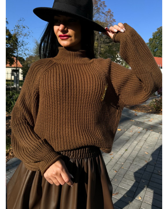 Hnedý pletený sveter-312173-20