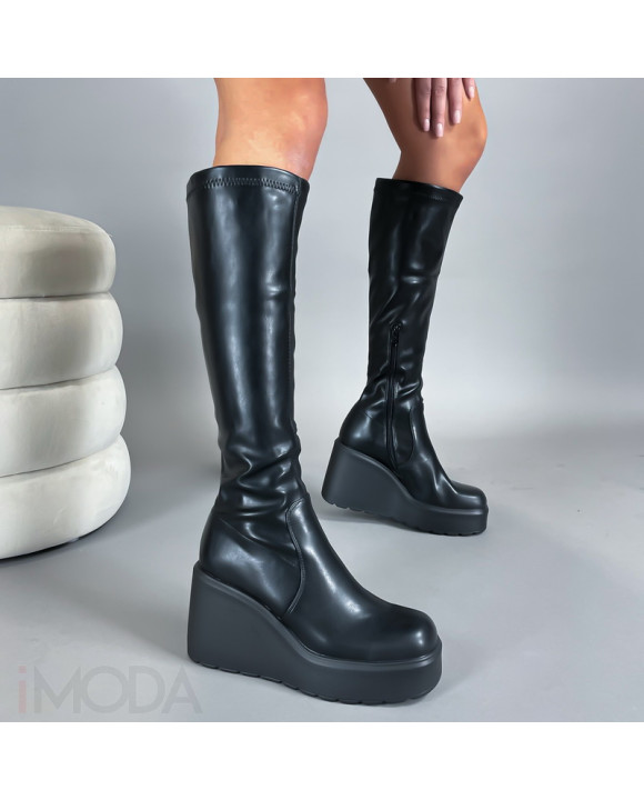 Čierne vysoké čižmy na platforme-314055-20