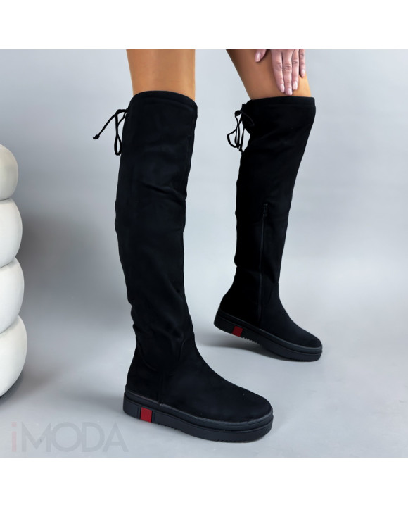 Čierne semišové vysoké čižmy-314207-20