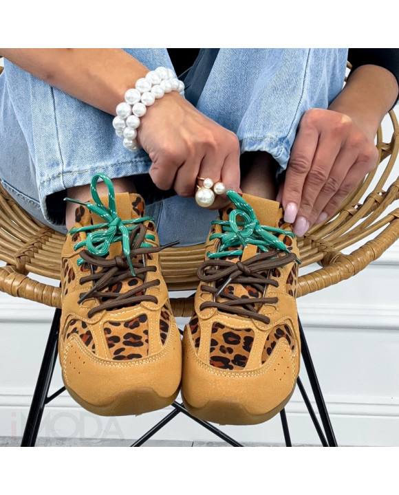 Hnedé tenisky s leopardím vzorom-314358-20