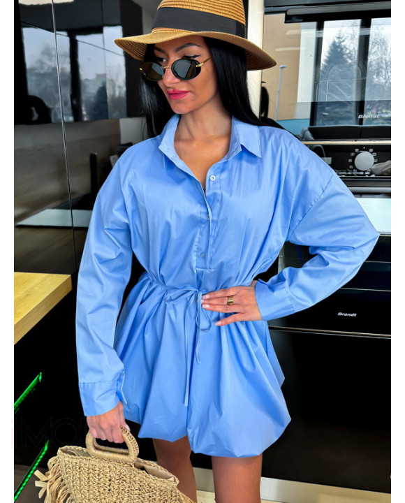 Modré košeľové PUFFY šaty-316889-20