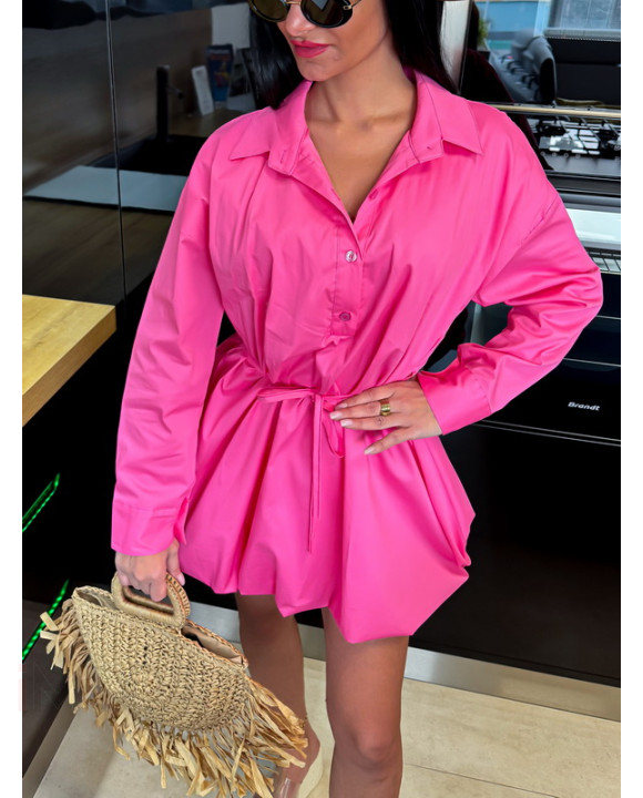 Ružové košeľové PUFFY šaty-316892-20