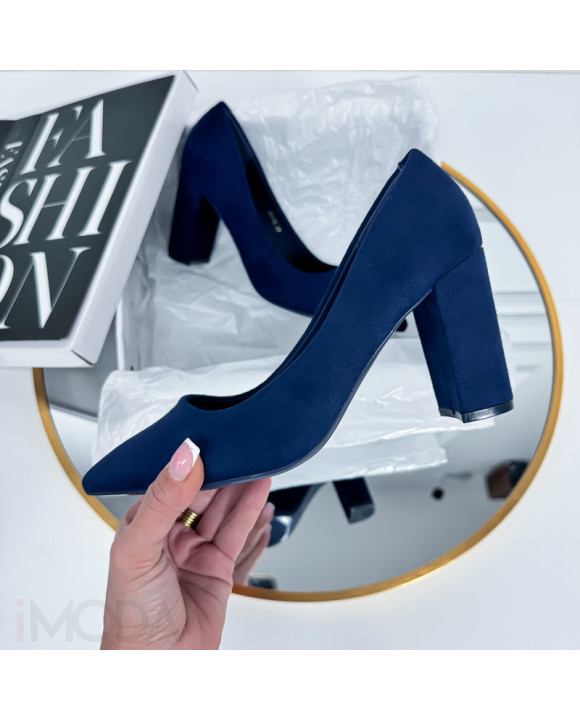 Tmavomodré lodičky s hrubým opätkom-264731-20