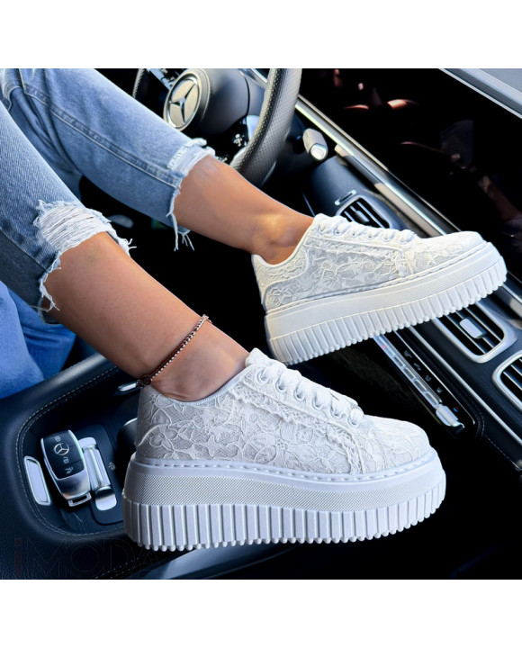 Biele čipkované tenisky-317474-20