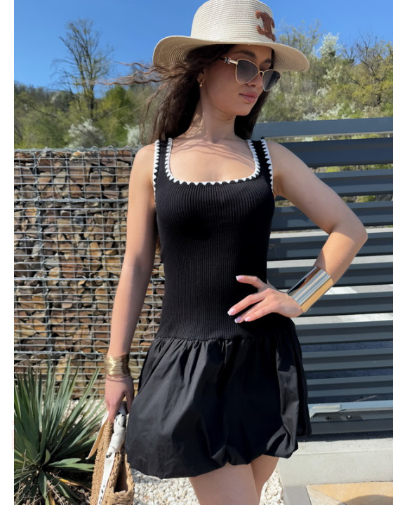 Čierne úpletové PUFFY šaty-317577-20