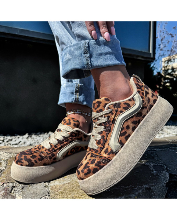 Hnedé tenisky s leopardím vzorom-318634-20