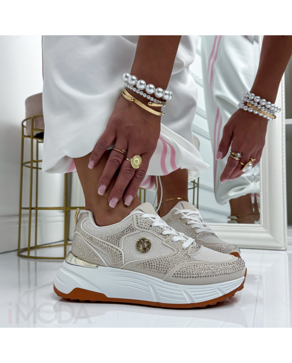 Béžové trblietavé tenisky-327166-20