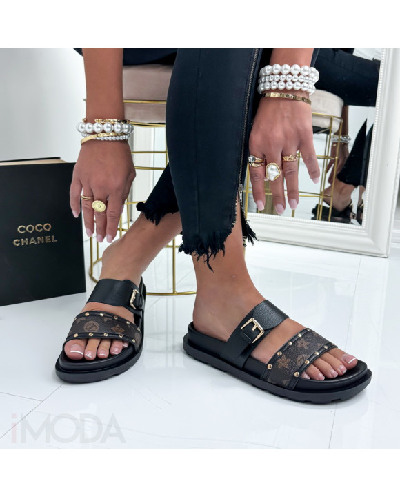 Čierne vzorované šľapky-327159-20