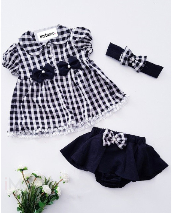 Károvaná letná súprava s čelenkou-269937-20