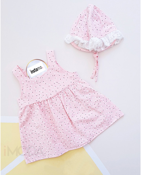 Kvetinové ružové šaty s klobúčikom-269778-20