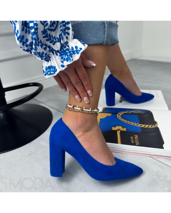 Modré lodičky s hrubým opätkom-264166-20