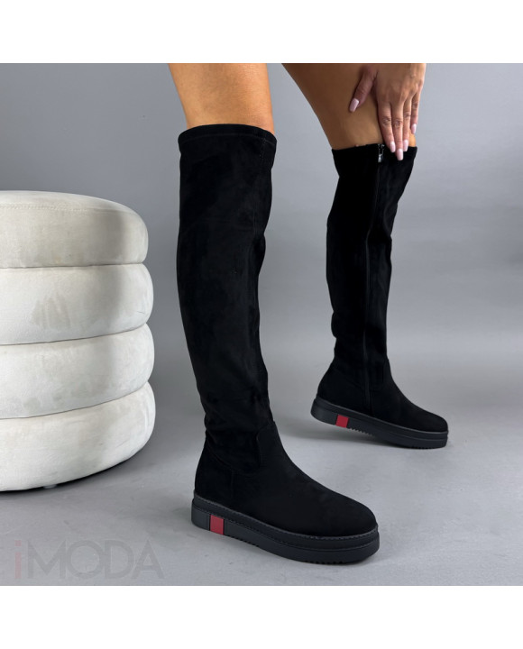 Čierne semišové vysoké čižmy-323385-20
