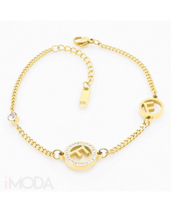 Oceľový pozlátený náramok s príveskom-279433-20