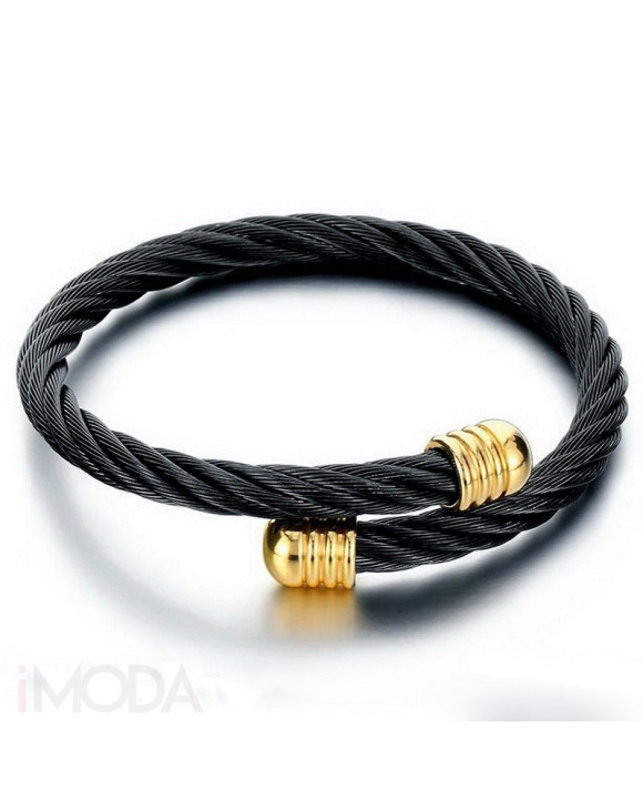 Pánsky náramok z ocele čierny kábel-312301-20