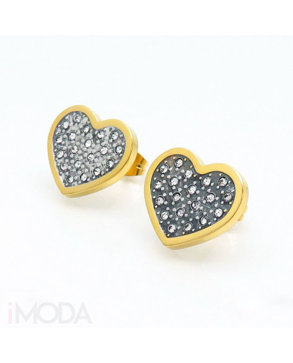 Dámske oceľové náušnice pozlátené srdce-272315-20