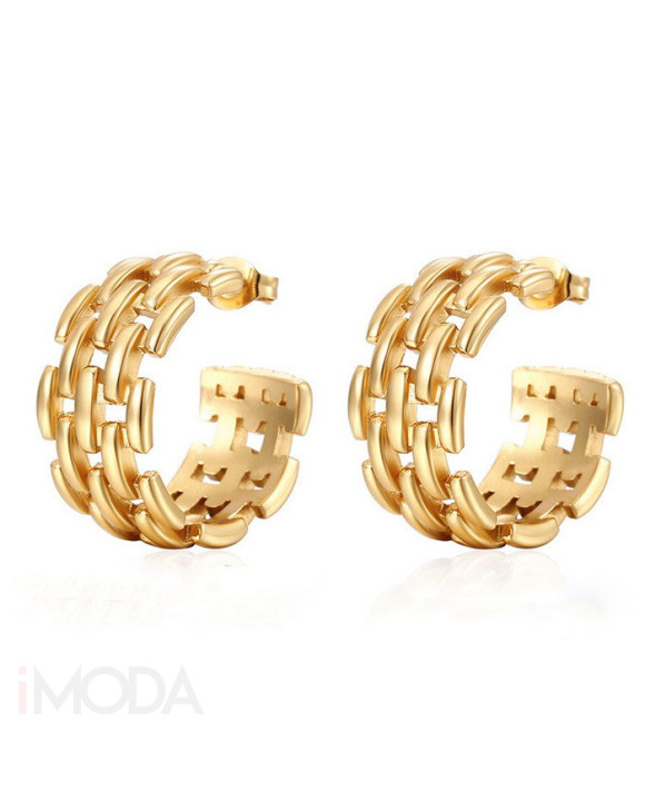 Oceľové náušnice polkruh pozlátené-292475-20