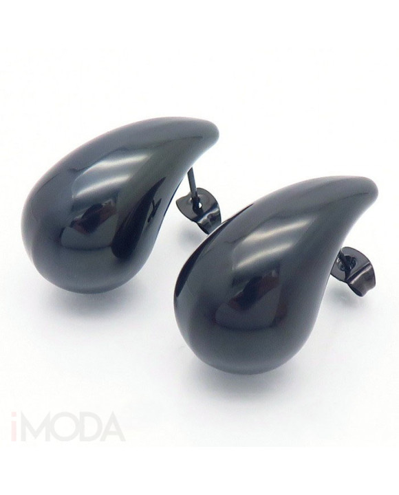 Oceľové náušnice kvapky čierne-299147-20