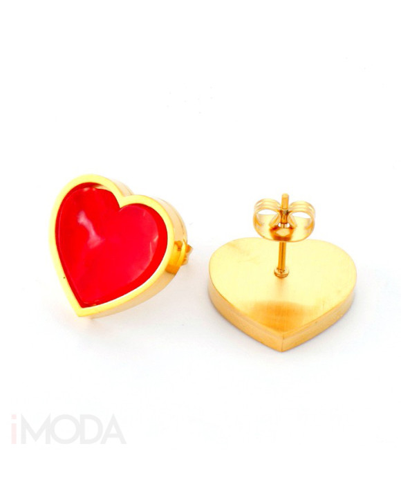 Dámske oceľové náušnice pozlátené srdce-272245-20