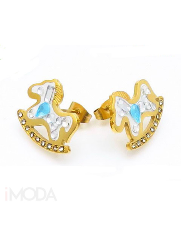 Detské pozlátené oceľové náušnice koník-254509-20