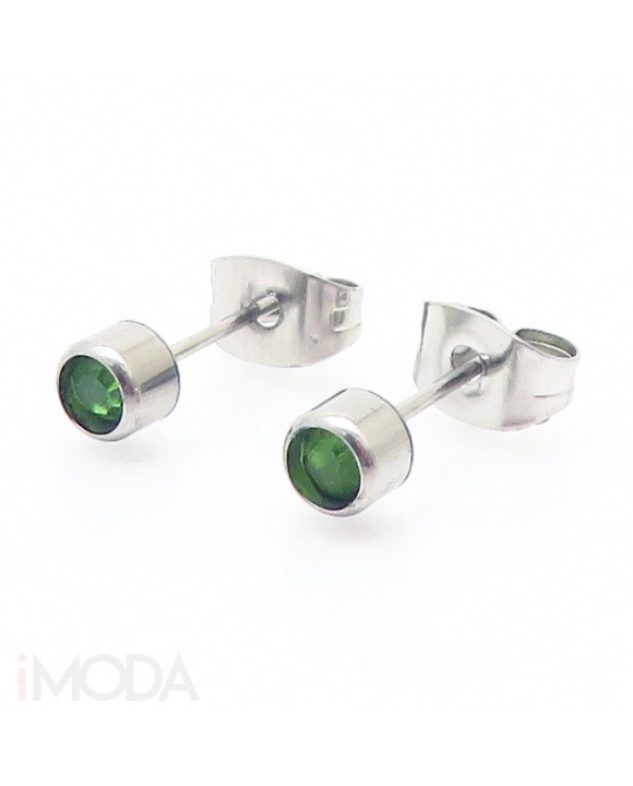 Oceľové náušnice zelené-324087-20