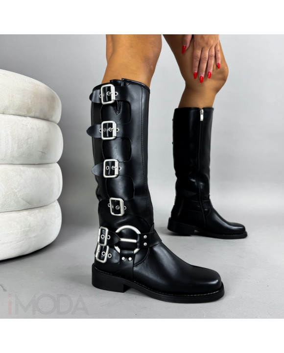 Čierne vysoké čižmy s prackami-322218-20