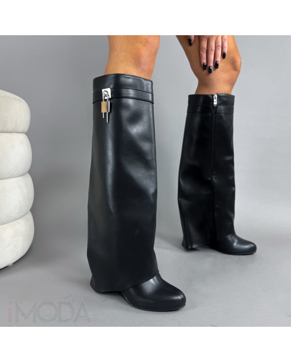 Čierne vysoké čižmy na platforme-323461-20