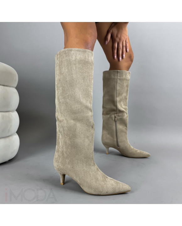 Béžové semišové vysoké čižmy-322705-20