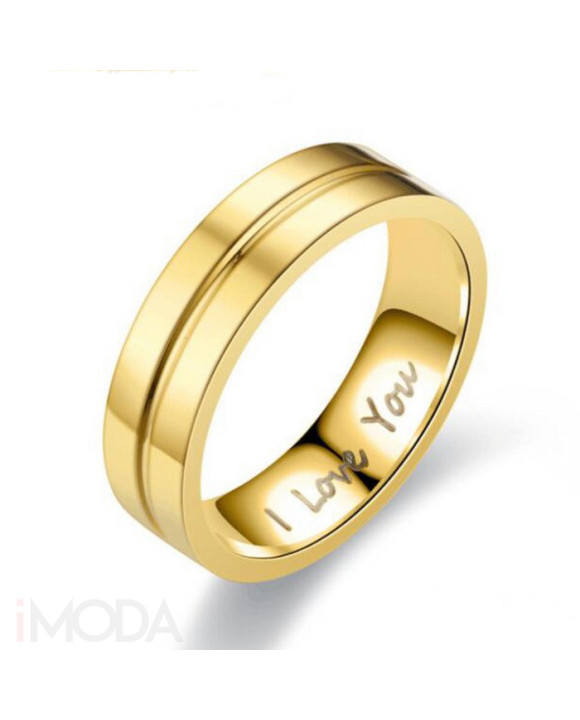 Oceľová obrúčka pozlátená I love you-272705-20