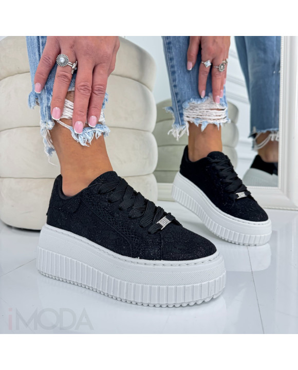 Čierne čipkované tenisky-325110-20