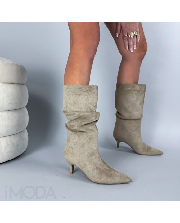 Svetlohnedé semišové vysoké čižmy-324539-20