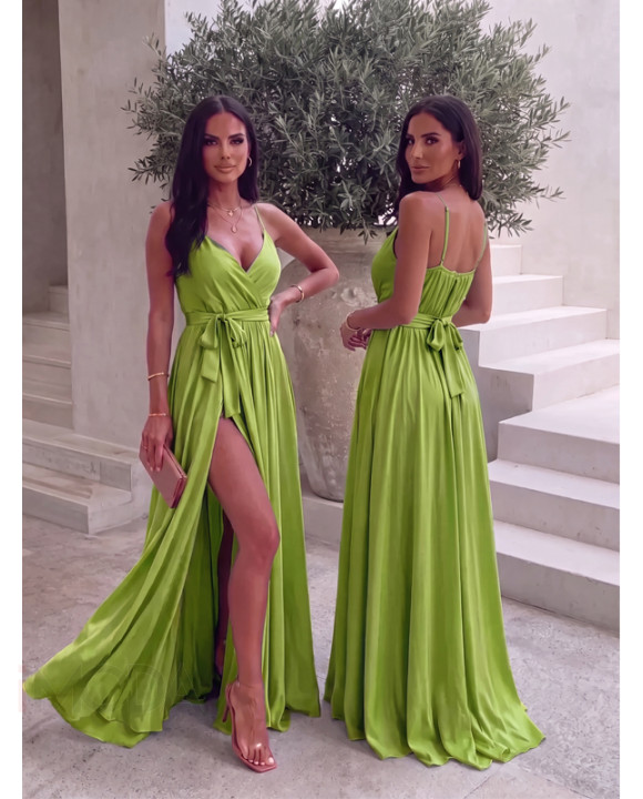 Dlhé saténové šaty MATCHA-329257-20