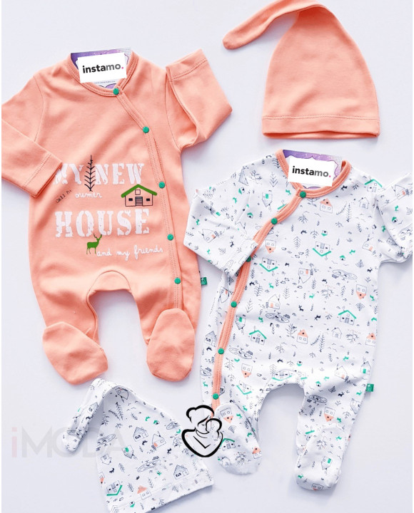 Oranžová štvordielna bavlnená súprava-248671-20