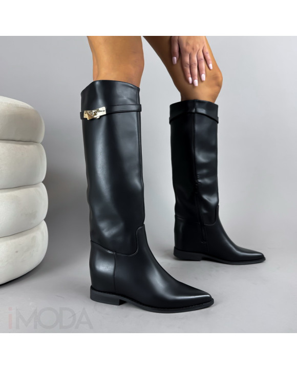 Čierne vysoké čižmy na platforme-323211-20