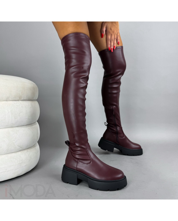 Bordové vysoké čižmy-322243-20