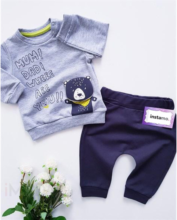 Sivá dvojdielna bavlnená súprava-248688-20