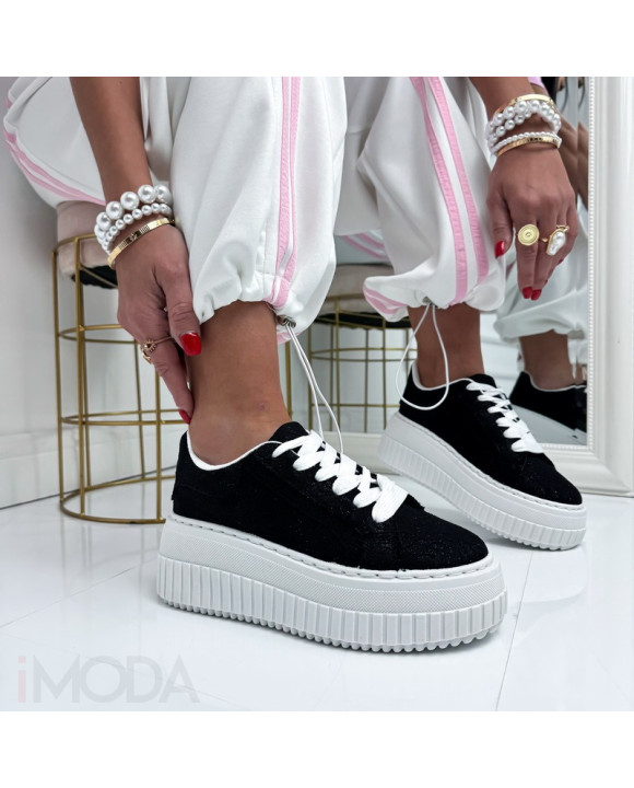 Čierne čipkované tenisky-326572-20