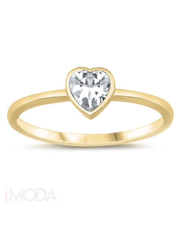 Strieborný pozlátený prsteň srdiečko-253407-20