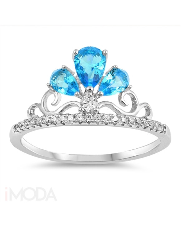 Strieborný prsteň s modrým kamienkom