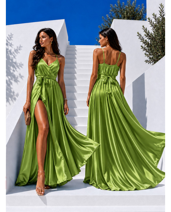 Dlhé saténové šaty MATCHA-328262-20