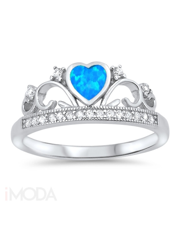 Strieborný prsteň s modrým srdiečkom