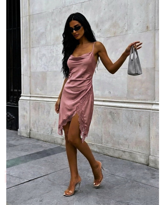 Ružové saténové šaty s čipkou-326638-20