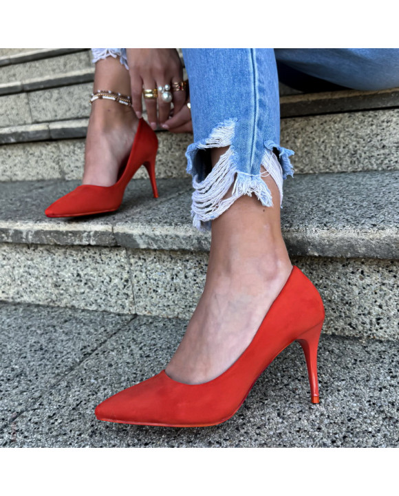 Oranžové semišové lodičky-238613-20