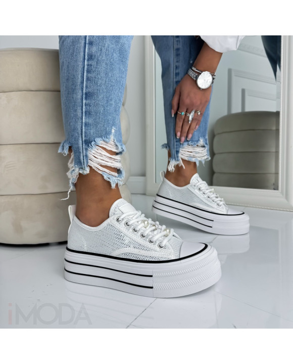 Biele flitrované tenisky mna platforme-324977-20