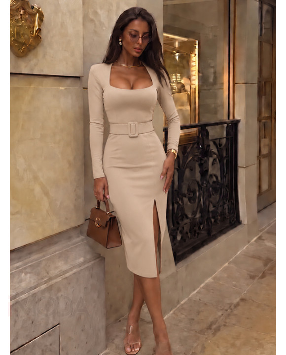 Béžové šaty s opaskom-330593-20