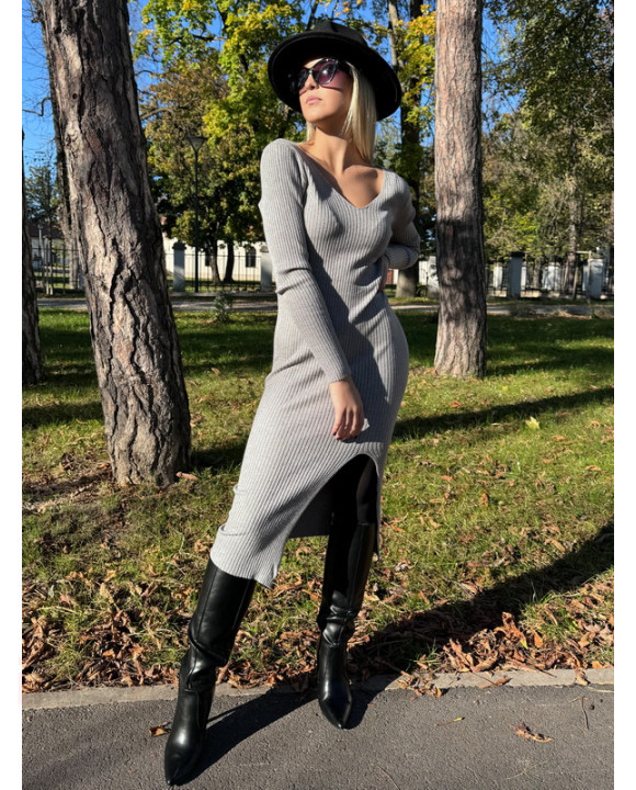 Sivé dlhé upletové šaty-312077-20